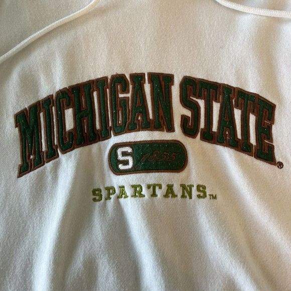 J. America Michigan State Spartans Sweatshirt Mens S White‎ Hoodie Embroidered - Picture 4 of 8